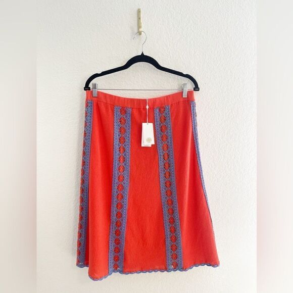 Tory Burch Orange Knit and Crochet Skirt Size Small $395. NWT size L - Picture 3 of 9